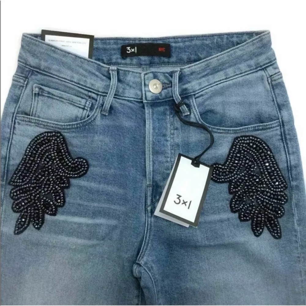 3X1 NYC denim Burke beaded crop boyfriend jeans 26